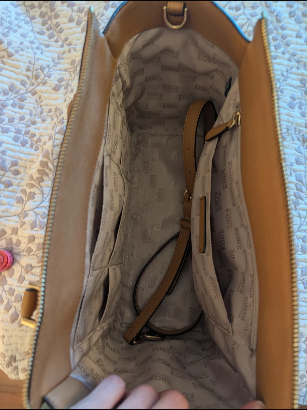 Michael Kors Tan Signature MK Logo Satchel